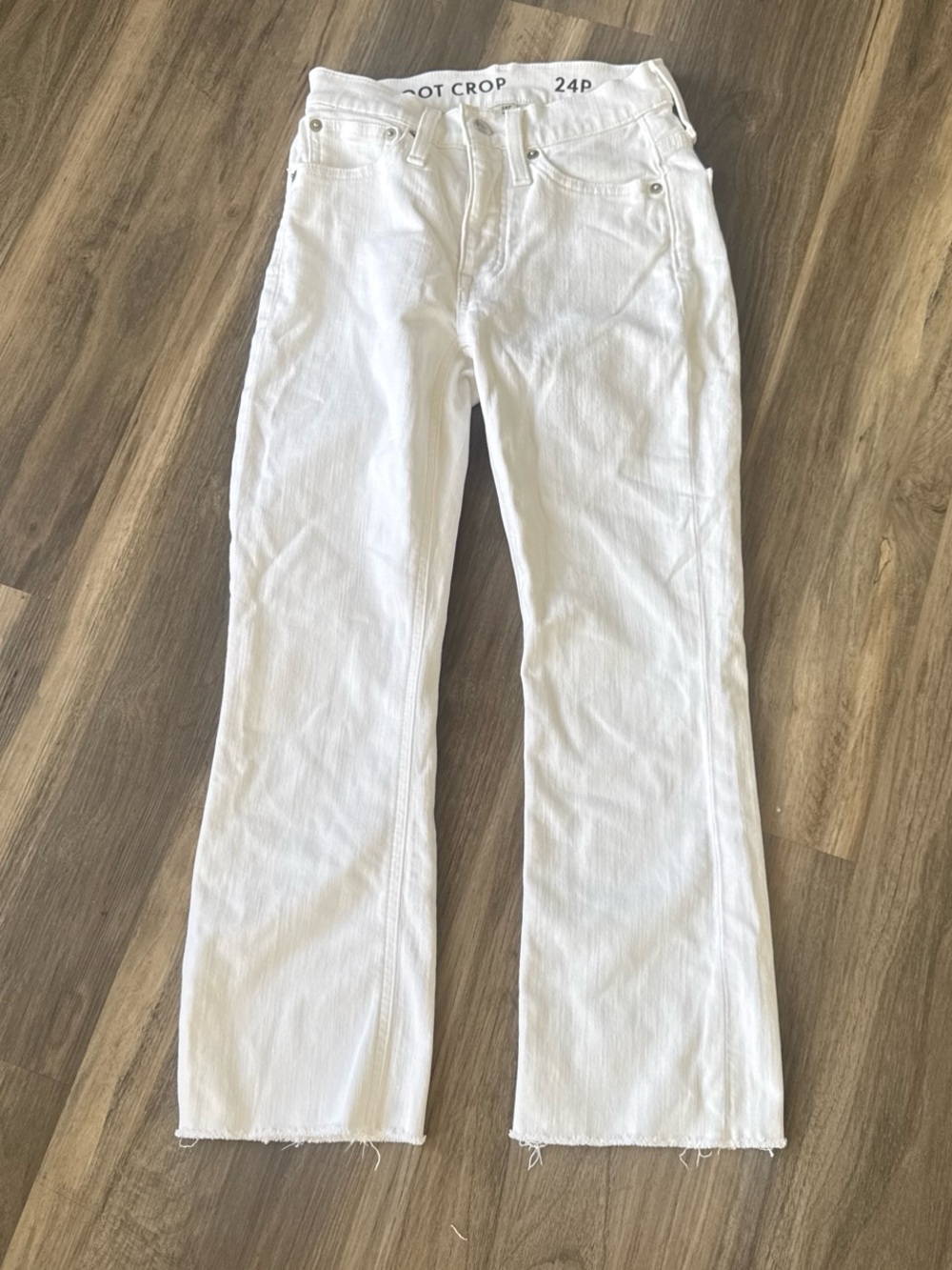 J. Crew White Boot-Cut Crop Jeans